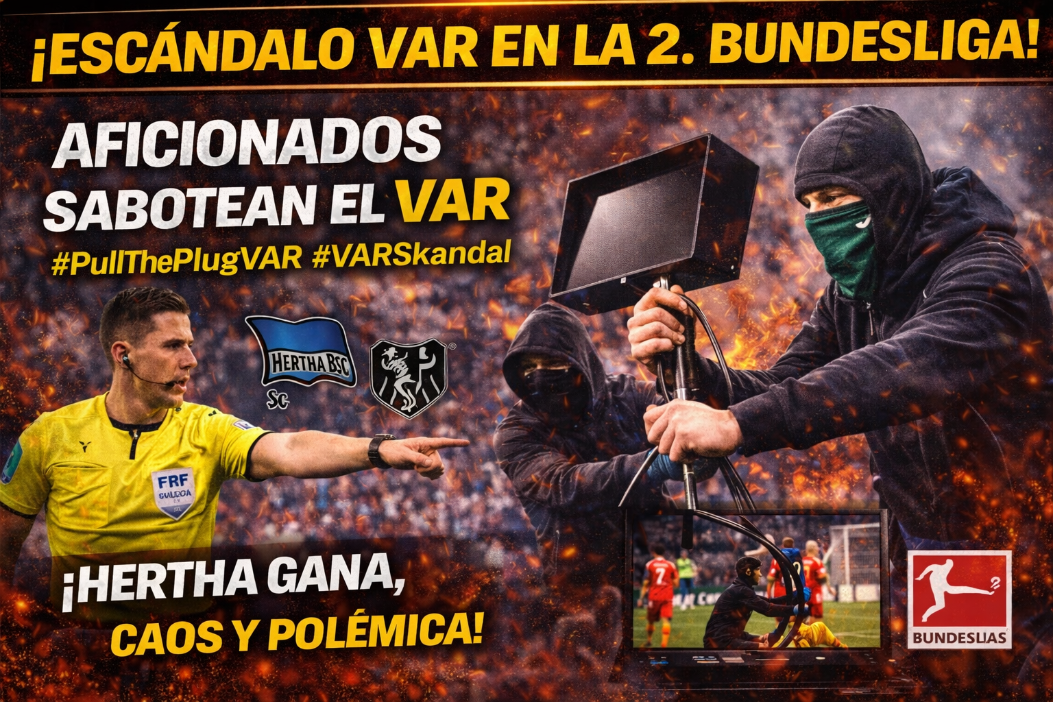 ¡INSÓLITO EN LA 2. BUNDESLIGA! Hinchas desconectan el VAR en pleno partido y provocan caos total